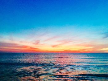 Scenic view of sea against sky during sunset