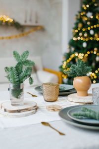 Stylish and trendy design of a festive table set for a family dinner