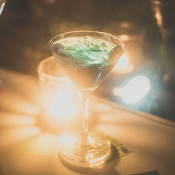 Close-up of wine glass on table