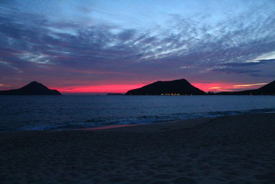 Scenic view of dramatic sky over sea during sunset