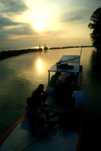 Scenic view of sea at sunset