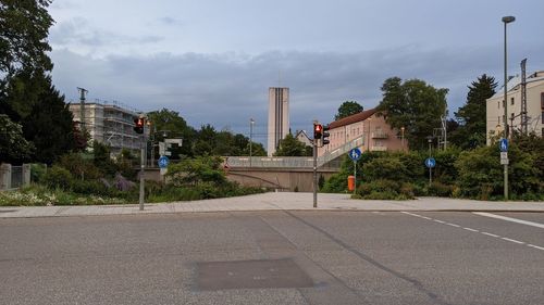 View of city street against sky