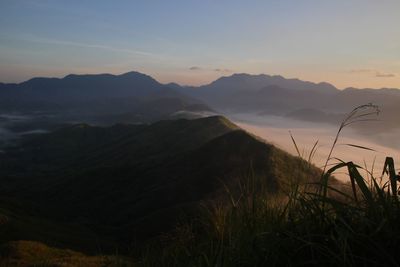 Scenic view of mountains against sky