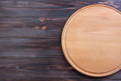 High angle view of drink on wooden table