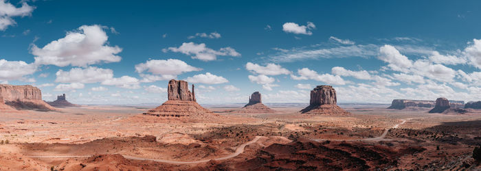 Panoramic view of rock formations against sky