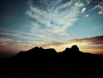 Scenic view of mountains against cloudy sky