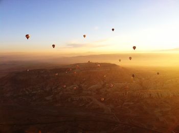 Hot air balloons flying in sky