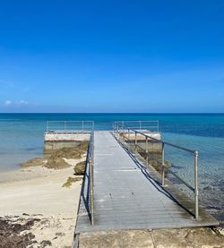 Scenic view of sea against blue sky