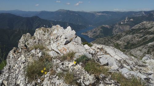 Scenic view of mountains against sky