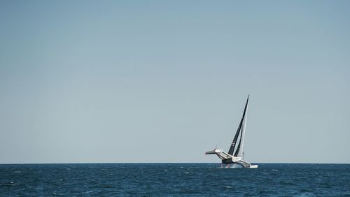 Sailboat sailing in sea