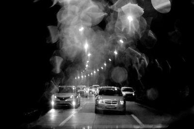 Traffic on road at night