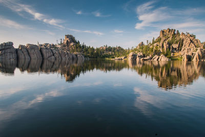 Panoramic view of rock formations against sky