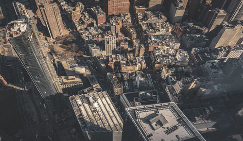 High angle view of buildings in city