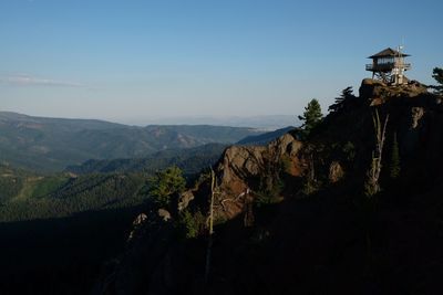 Scenic view of mountains against clear sky