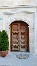 Closed door of building