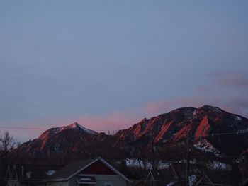 Scenic view of snow covered mountain against sky