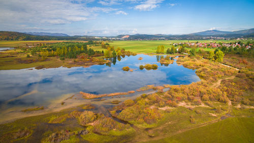 Scenic view of lake against sky