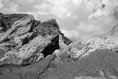 Low angle view of rocky mountains