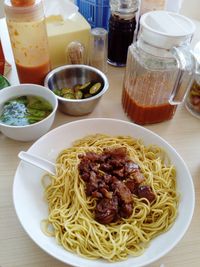 Close-up of food served in plate