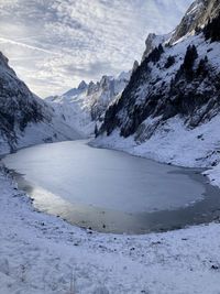 Scenic view of snow covered mountain