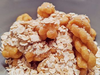 Close-up of breakfast served in plate