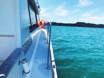 Panoramic view of sea against blue sky