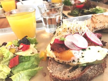 Close-up of food served in plate