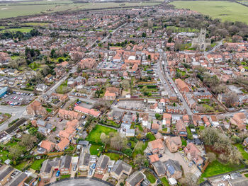 Overhead view of the town of hedon, east riding of yorkshire, uk