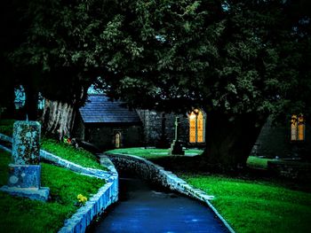 Narrow walkway leading to park