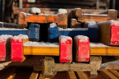 Close-up of stack of wood