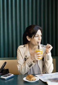 Woman in cafe