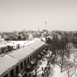 High angle view of buildings in city