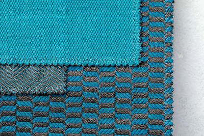 High angle view of blue fabric