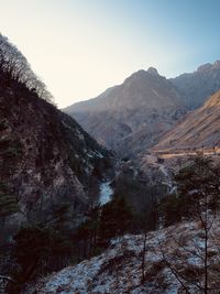 Scenic view of mountains against clear sky