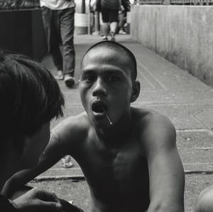 Portrait of shirtless boy