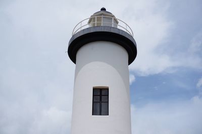 Low angle view of lighthouse against clear sky