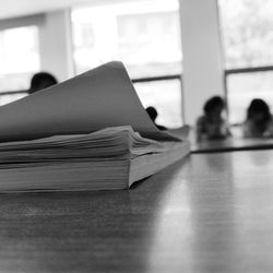 Close-up of book on table