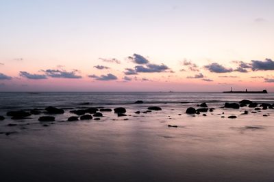 Scenic view of sea against sky during sunset
