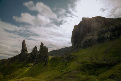 Panoramic view of rocky mountains against sky