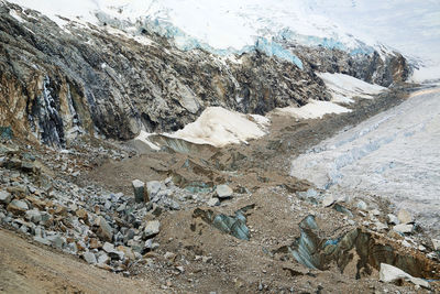 Scenic view of snow covered mountains