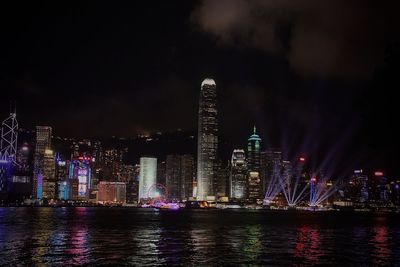 Illuminated city at night