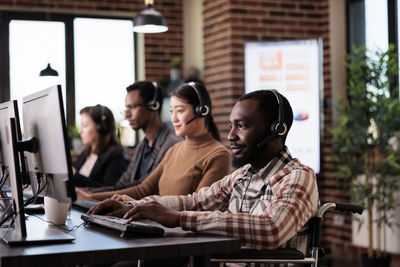 Business colleagues working at office