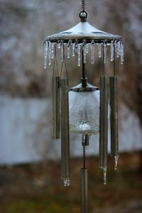 Close-up of icicles hanging against blurred background