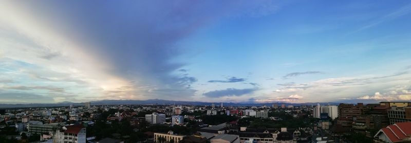 High angle view of townscape against sky