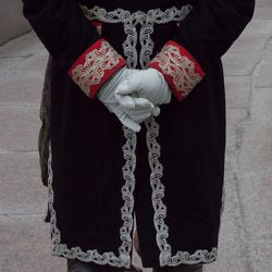 Midsection of person in costume standing on footpath