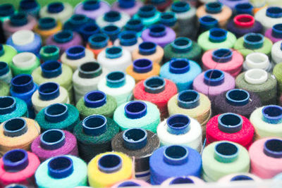 Full frame shot of colorful spools