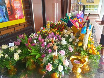 Multi colored flowers in market