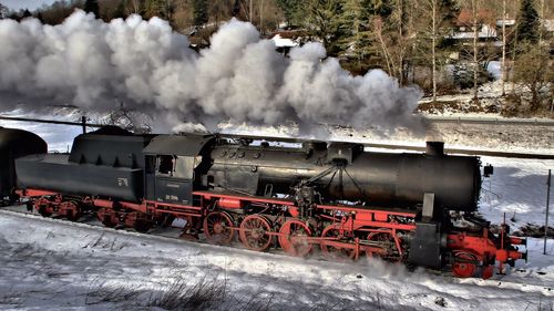 Train on railroad tracks