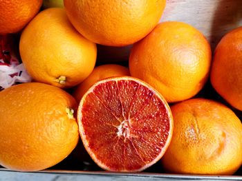 Blood oranges for squeezing juice close-up