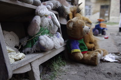 Close-up of stuffed toy toys